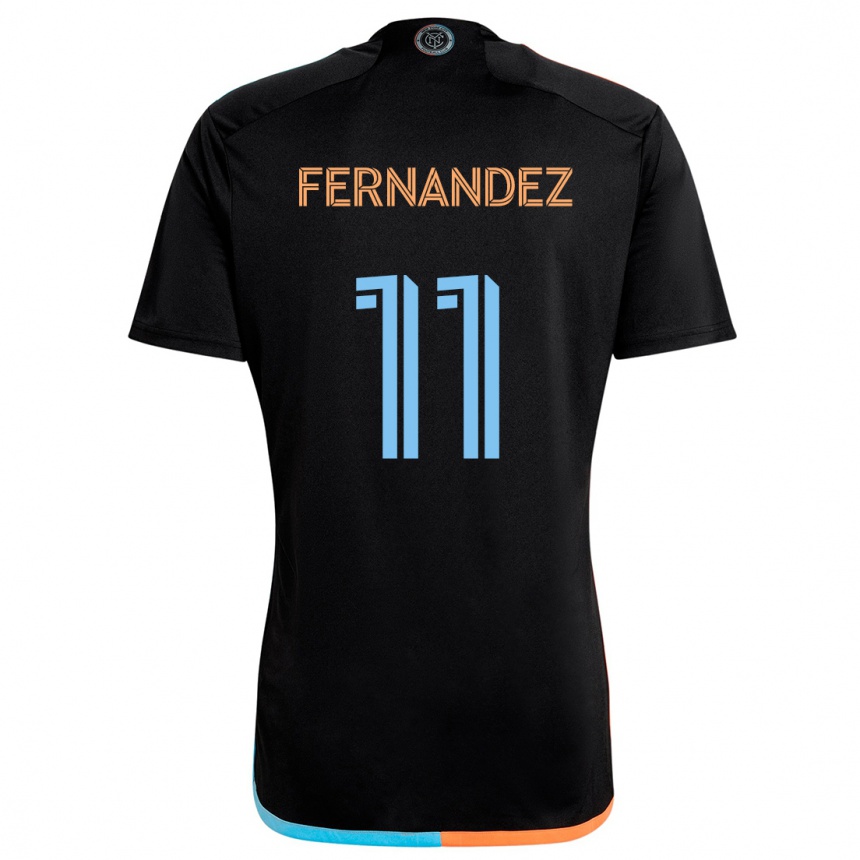 Kids Football Julián Fernández #11 Black Orange Blue Away Jersey 2024/25 T-Shirt Australia