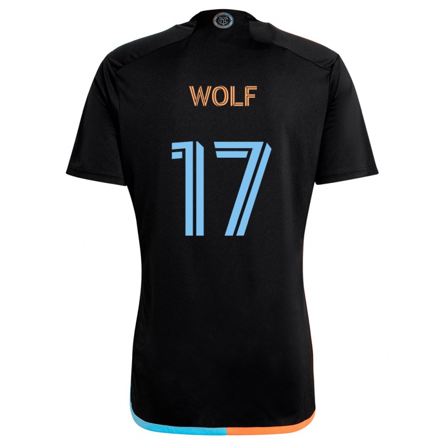 Kids Football Hannes Wolf #17 Black Orange Blue Away Jersey 2024/25 T-Shirt Australia