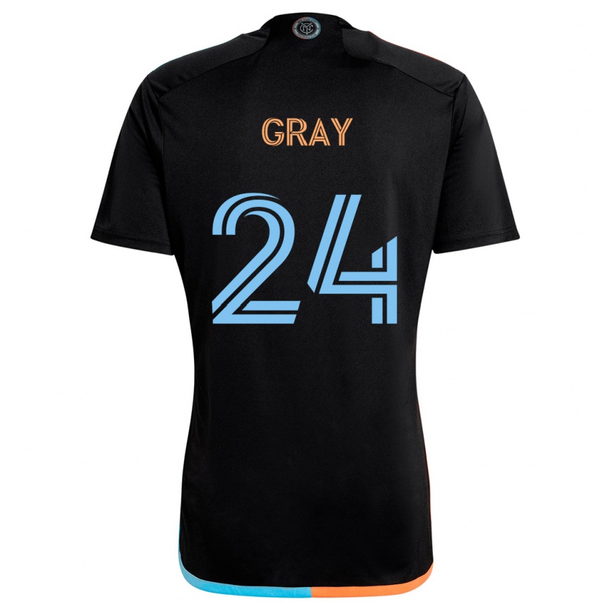 Kids Football Tayvon Gray #24 Black Orange Blue Away Jersey 2024/25 T-Shirt Australia