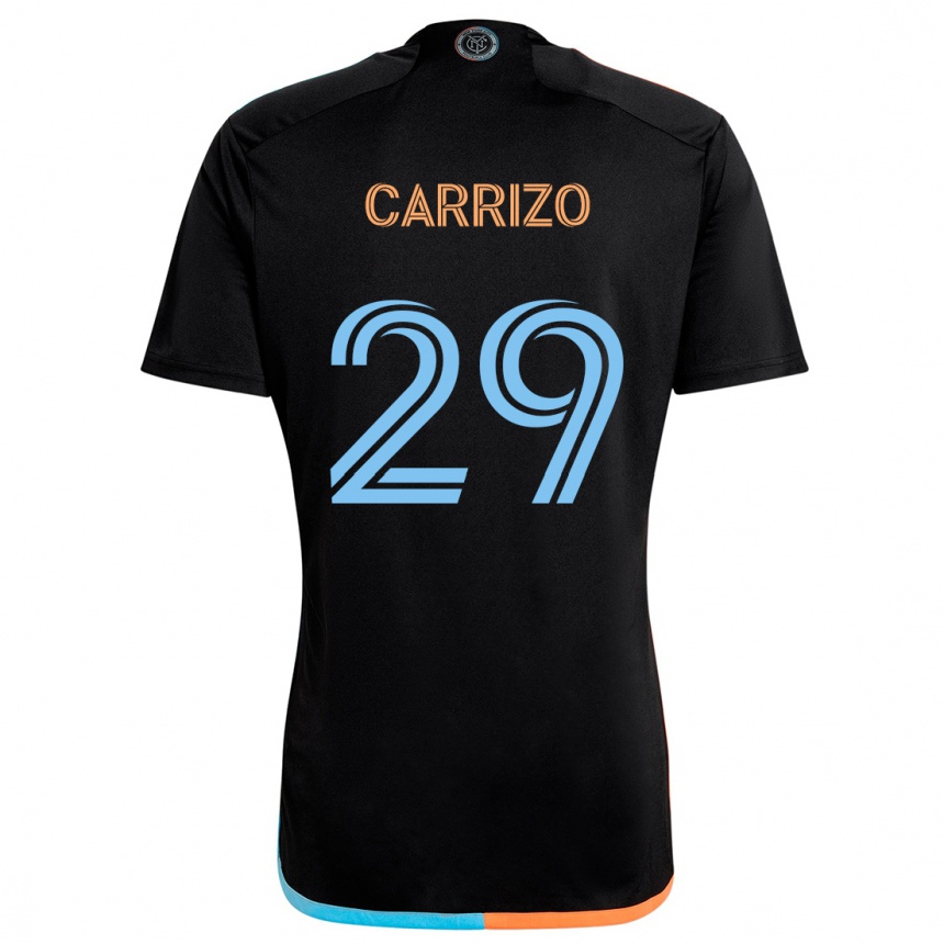 Kids Football Máximo Carrizo #29 Black Orange Blue Away Jersey 2024/25 T-Shirt Australia