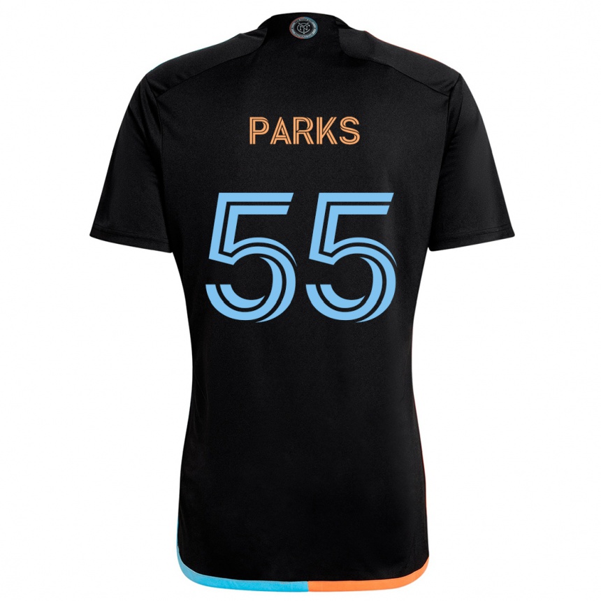 Kids Football Keaton Parks #55 Black Orange Blue Away Jersey 2024/25 T-Shirt Australia