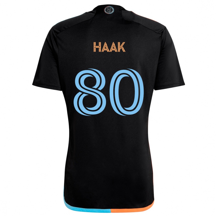 Kids Football Justin Haak #80 Black Orange Blue Away Jersey 2024/25 T-Shirt Australia