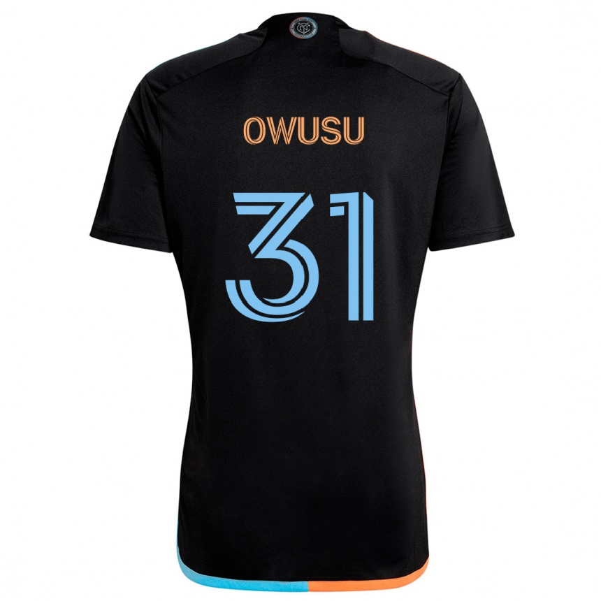 Kids Football Samuel Owusu #31 Black Orange Blue Away Jersey 2024/25 T-Shirt Australia