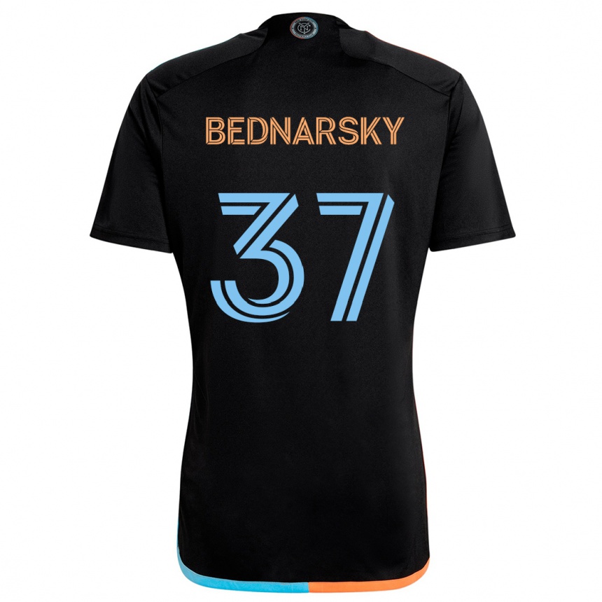 Kids Football Stevo Bednarsky #37 Black Orange Blue Away Jersey 2024/25 T-Shirt Australia