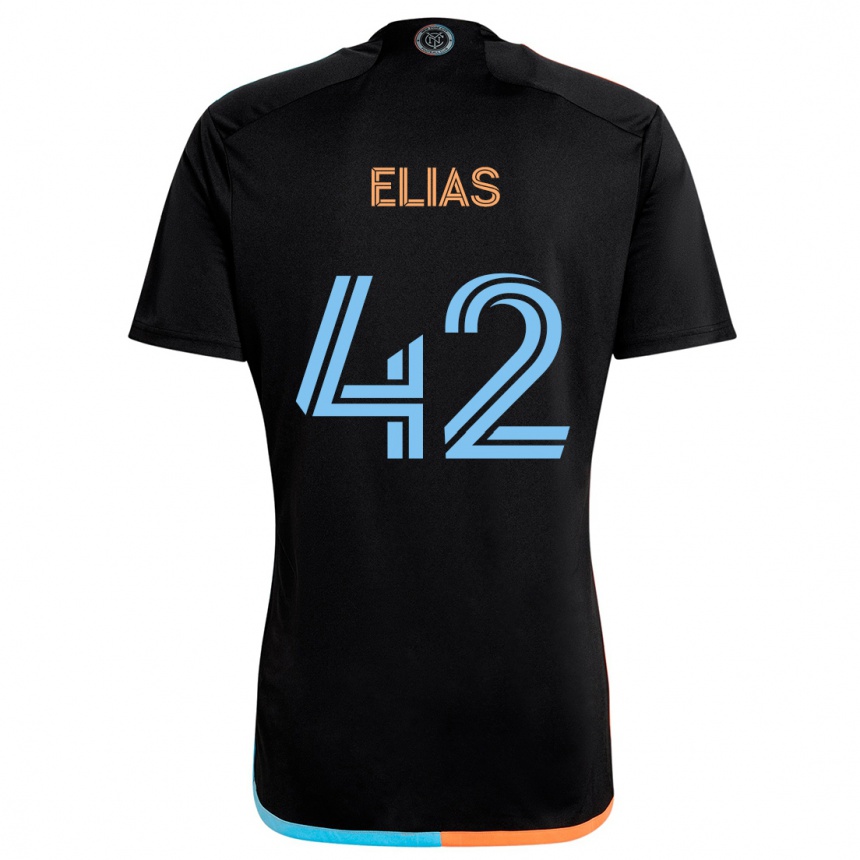 Kids Football Piero Elias #42 Black Orange Blue Away Jersey 2024/25 T-Shirt Australia