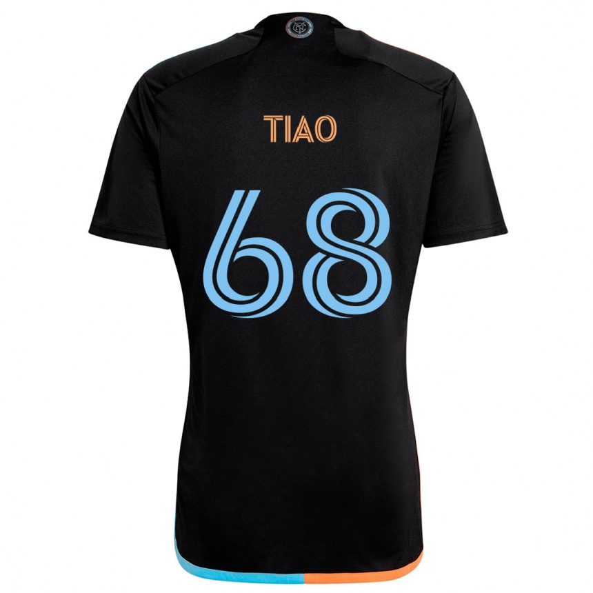 Kids Football Christopher Tiao #68 Black Orange Blue Away Jersey 2024/25 T-Shirt Australia