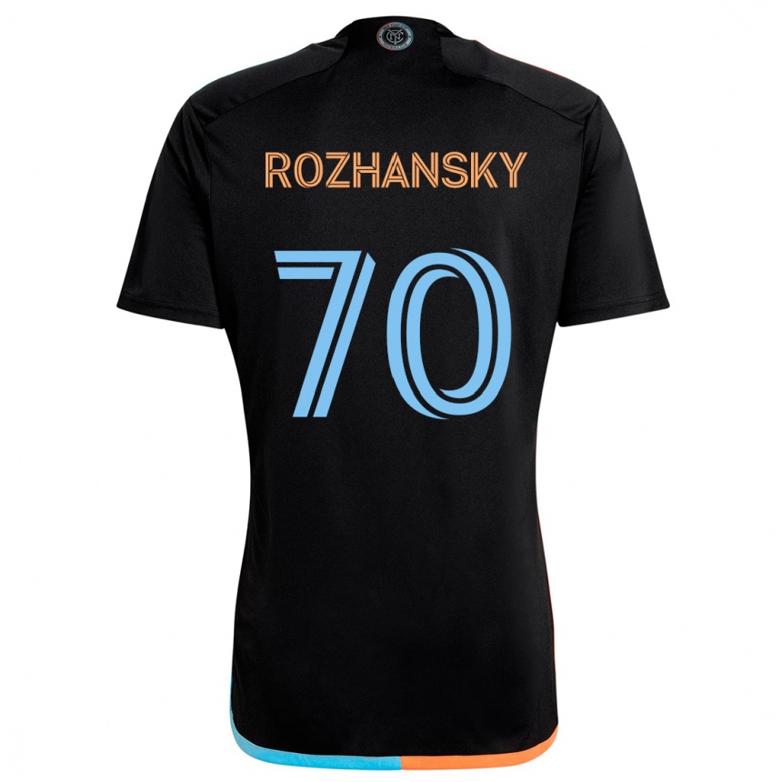 Kids Football Jake Rozhansky #70 Black Orange Blue Away Jersey 2024/25 T-Shirt Australia