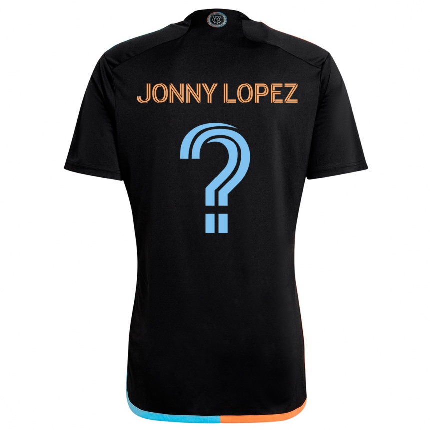 Kids Football Jonny Lopez #0 Black Orange Blue Away Jersey 2024/25 T-Shirt Australia