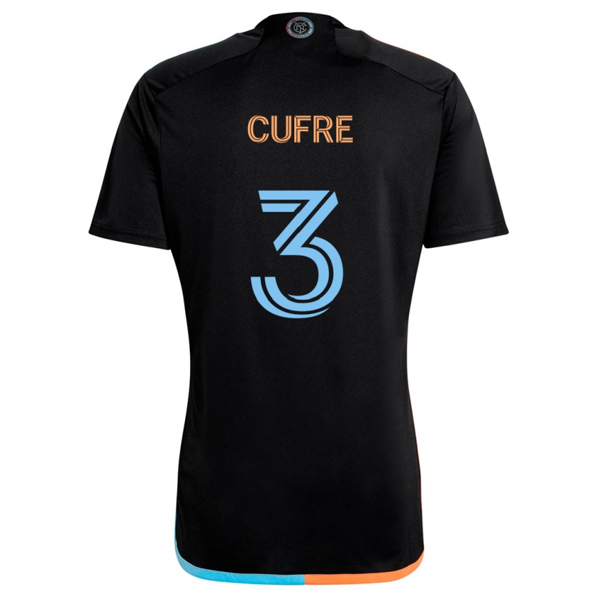 Kids Football Braian Cufré #3 Black Orange Blue Away Jersey 2024/25 T-Shirt Australia