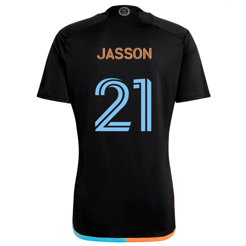 Kids Football Andres Jasson #21 Black Orange Blue Away Jersey 2024/25 T-Shirt Australia