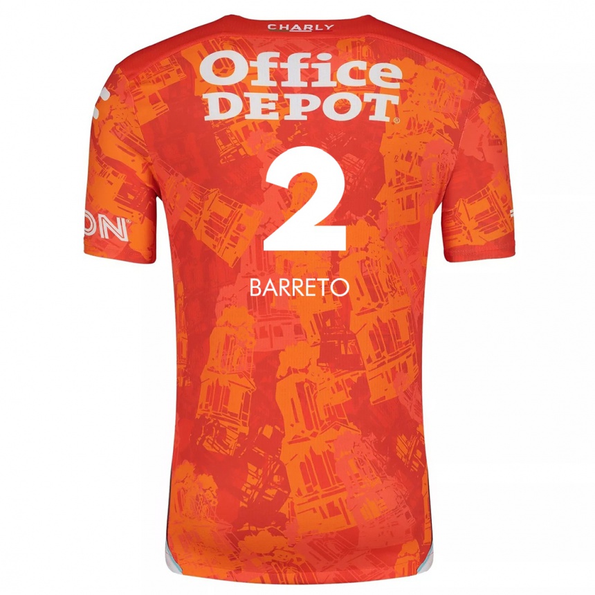 Kids Football Sergio Barreto #2 Orange White Away Jersey 2024/25 T-Shirt Australia