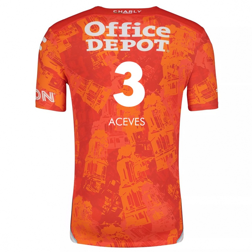 Kids Football Alonso Aceves #3 Orange White Away Jersey 2024/25 T-Shirt Australia