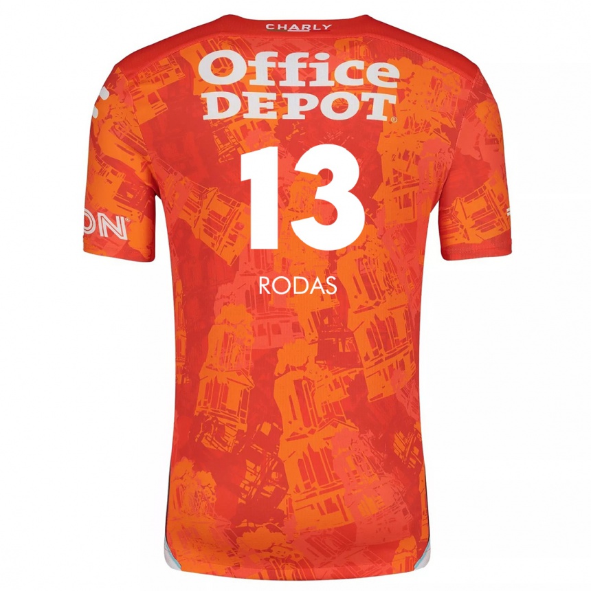 Kids Football Carlos Rodas #13 Orange White Away Jersey 2024/25 T-Shirt Australia