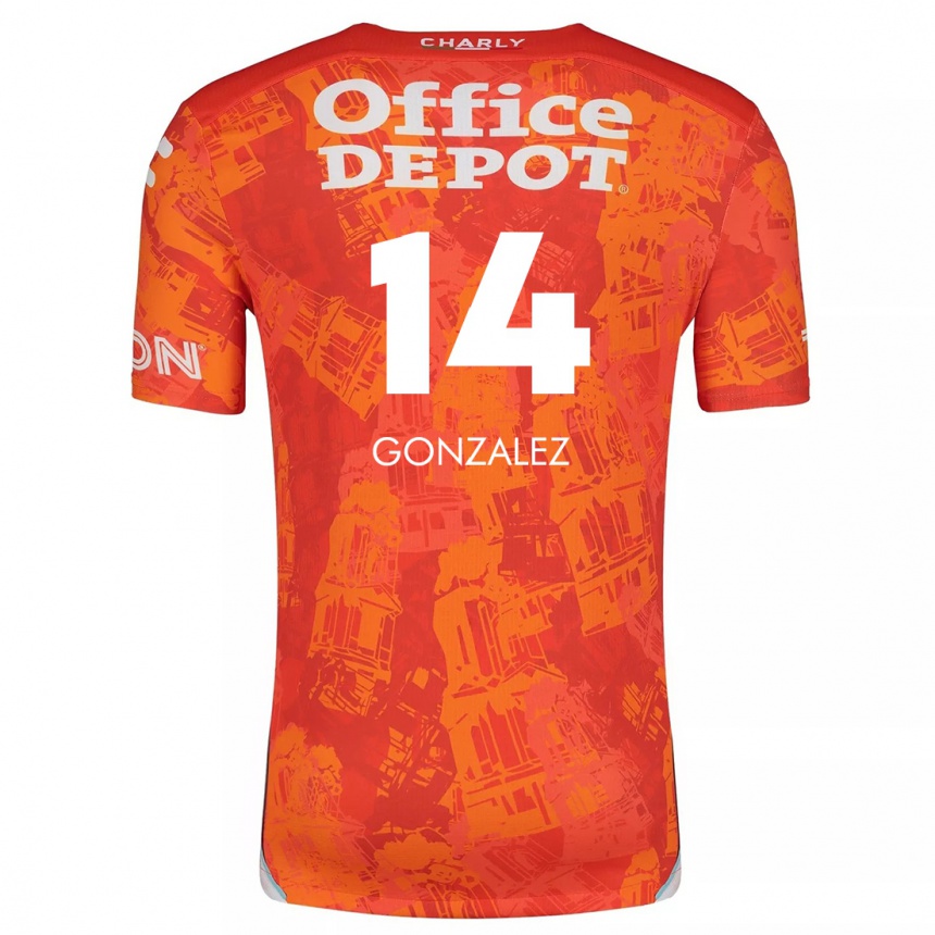 Kids Football Arturo González #14 Orange White Away Jersey 2024/25 T-Shirt Australia