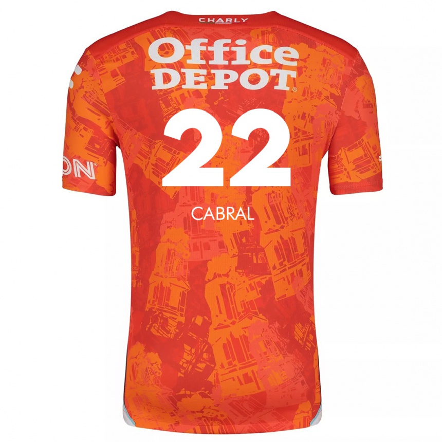 Kids Football Gustavo Cabral #22 Orange White Away Jersey 2024/25 T-Shirt Australia