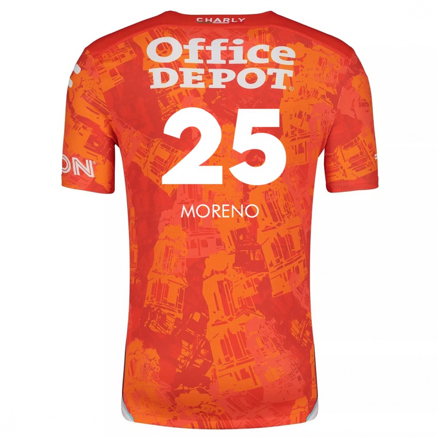 Kids Football Carlos Moreno #25 Orange White Away Jersey 2024/25 T-Shirt Australia