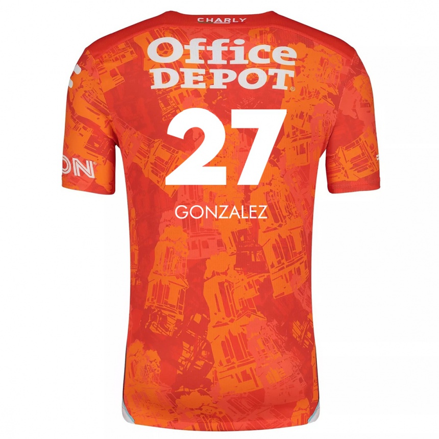 Kids Football Owen González #27 Orange White Away Jersey 2024/25 T-Shirt Australia