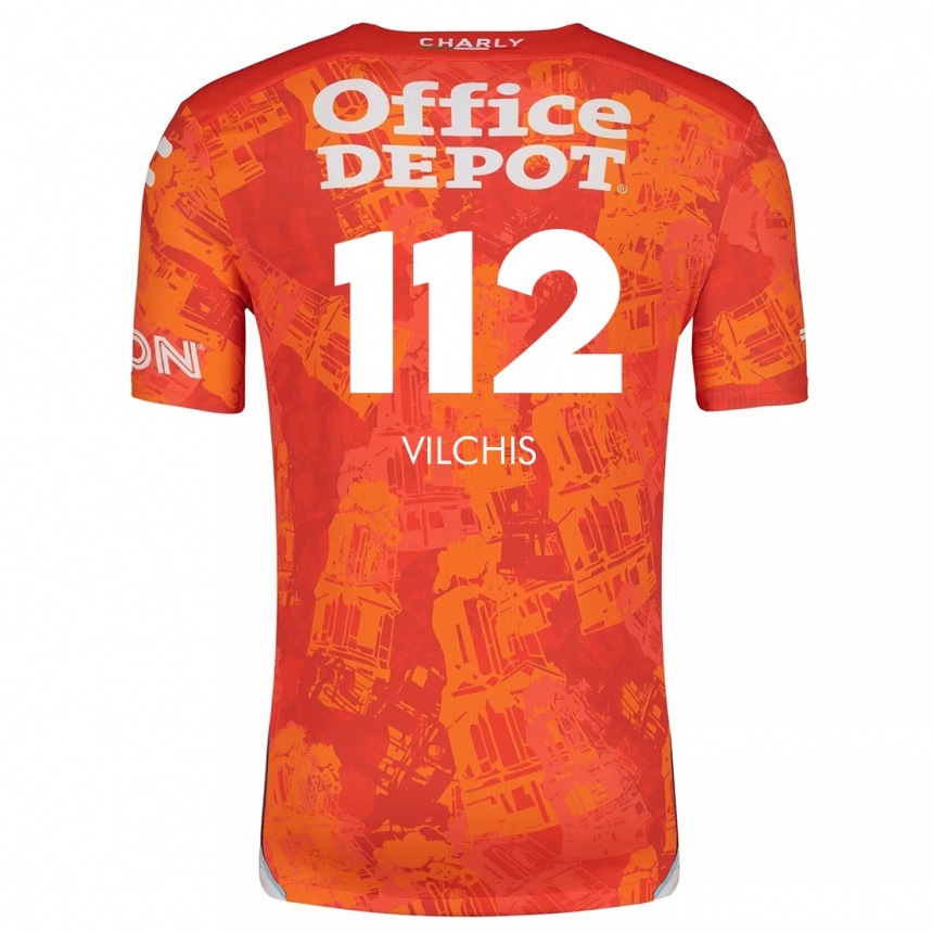 Kids Football Leonardo Vílchis #112 Orange White Away Jersey 2024/25 T-Shirt Australia