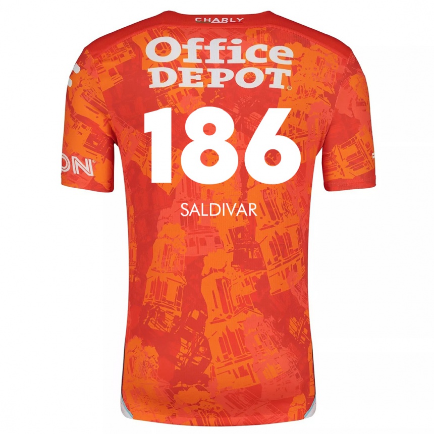 Kids Football José Saldívar #186 Orange White Away Jersey 2024/25 T-Shirt Australia