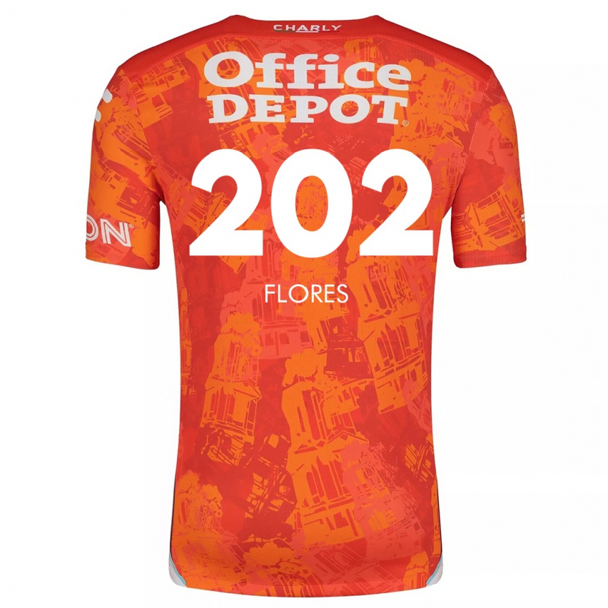 Kids Football Luis Flores #202 Orange White Away Jersey 2024/25 T-Shirt Australia