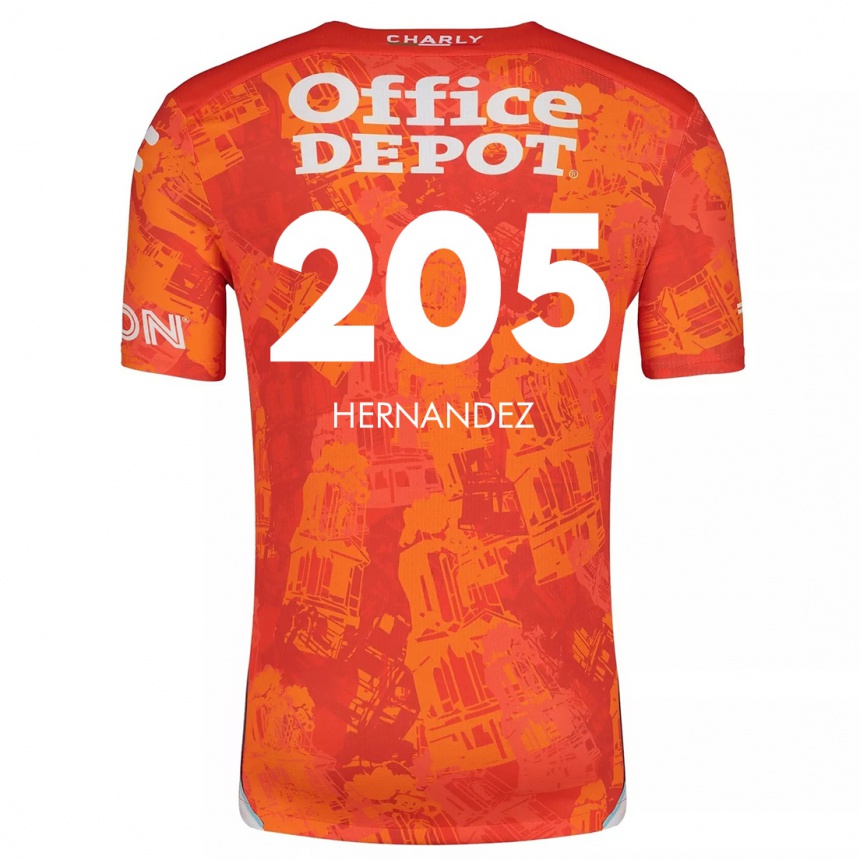 Kids Football Sergio Hernández #205 Orange White Away Jersey 2024/25 T-Shirt Australia