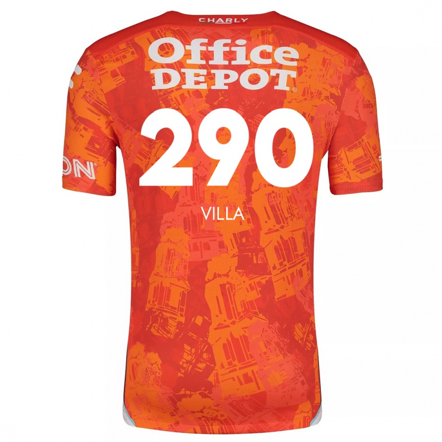 Kids Football Adrián Villa #290 Orange White Away Jersey 2024/25 T-Shirt Australia