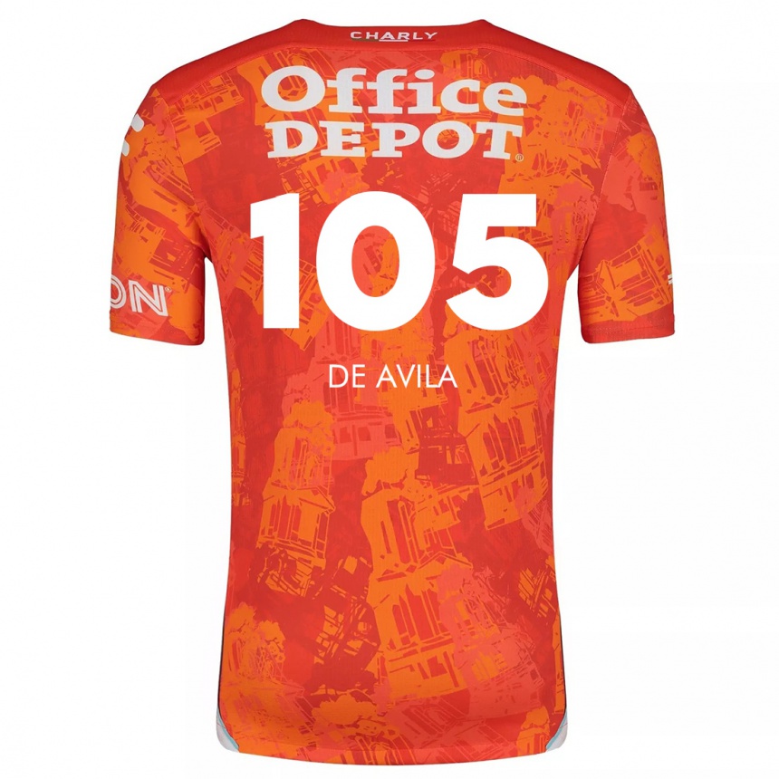 Kids Football José De Ávila #105 Orange White Away Jersey 2024/25 T-Shirt Australia