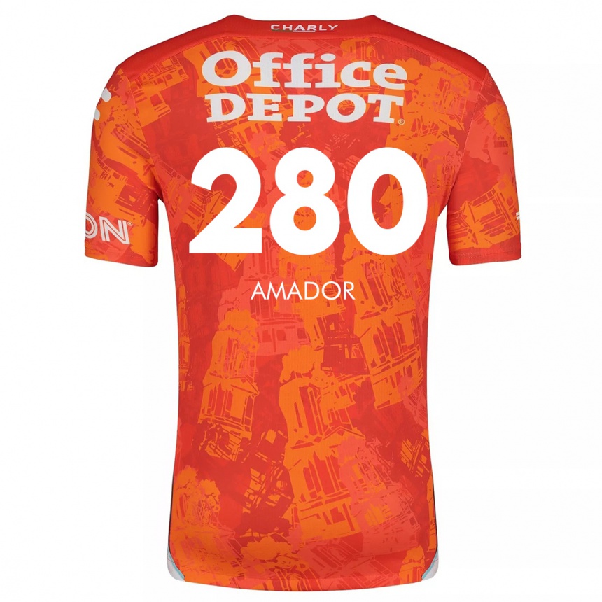 Kids Football Santiago Amador #280 Orange White Away Jersey 2024/25 T-Shirt Australia