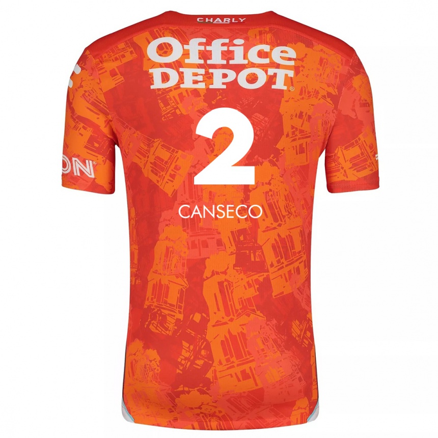 Kids Football Fernanda Canseco #2 Orange White Away Jersey 2024/25 T-Shirt Australia