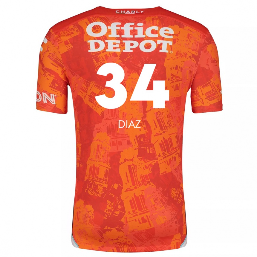 Kids Football Karen Díaz #34 Orange White Away Jersey 2024/25 T-Shirt Australia