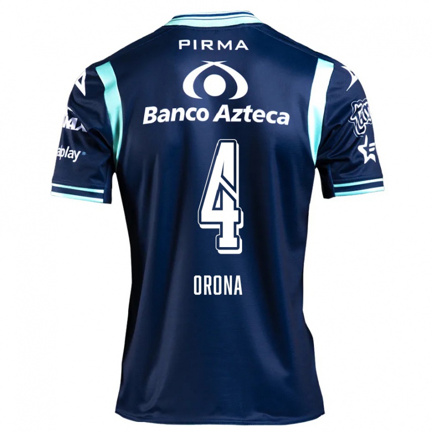 Kids Football Efraín Orona #4 Navy Blue Away Jersey 2024/25 T-Shirt Australia