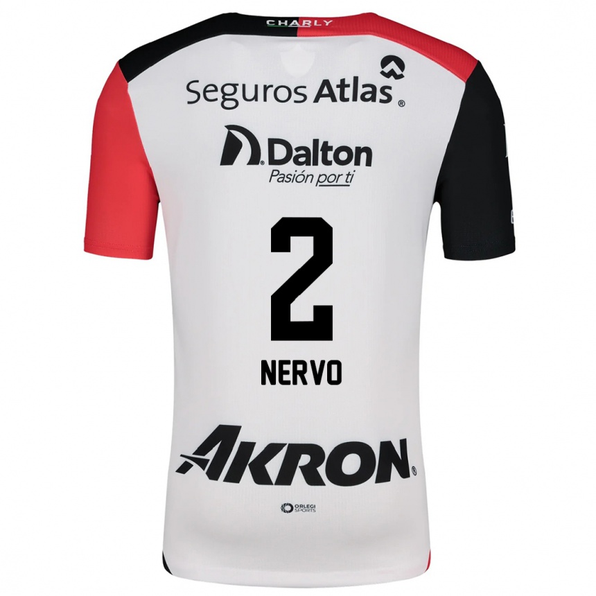 Kids Football Hugo Nervo #2 White Red Black Away Jersey 2024/25 T-Shirt Australia