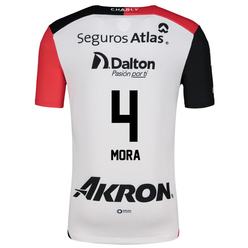 Kids Football Adrián Mora #4 White Red Black Away Jersey 2024/25 T-Shirt Australia