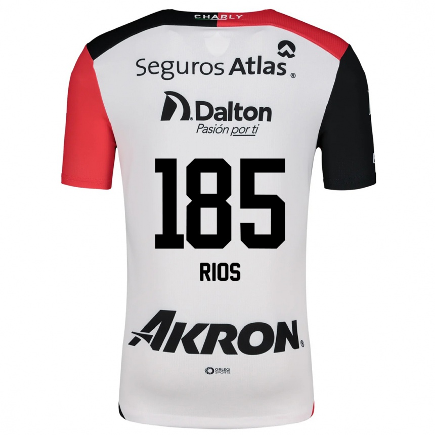 Kids Football Víctor Ríos #185 White Red Black Away Jersey 2024/25 T-Shirt Australia