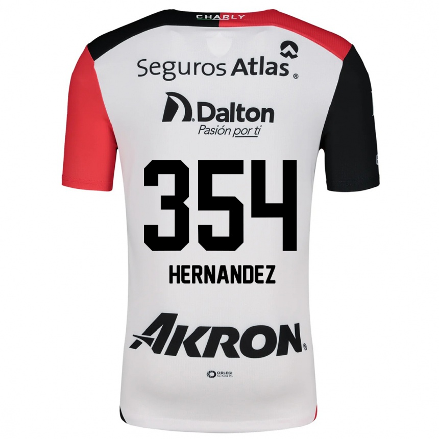 Kids Football Daniel Hernández #354 White Red Black Away Jersey 2024/25 T-Shirt Australia