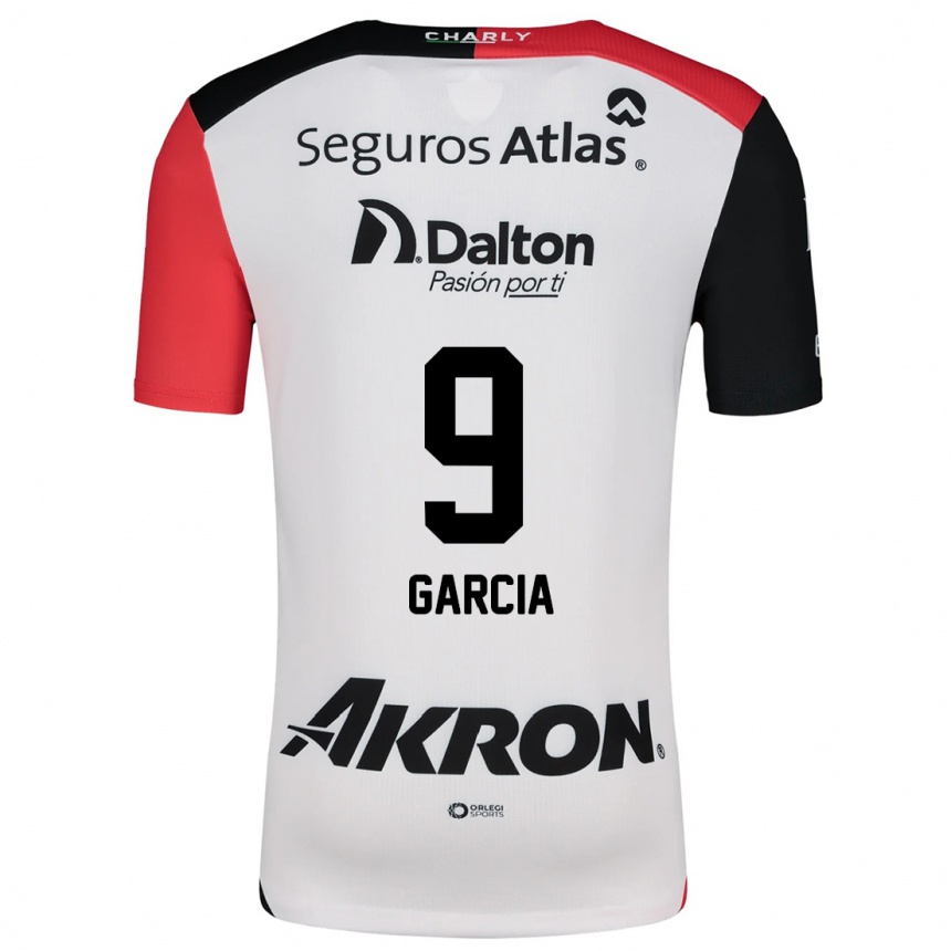 Kids Football Marcia García #9 White Red Black Away Jersey 2024/25 T-Shirt Australia