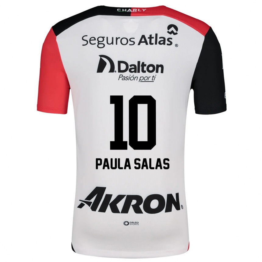 Kids Football María Paula Salas #10 White Red Black Away Jersey 2024/25 T-Shirt Australia