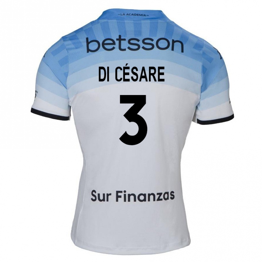 Kids Football Marco Di Césare #3 White Blue Black Away Jersey 2024/25 T-Shirt Australia