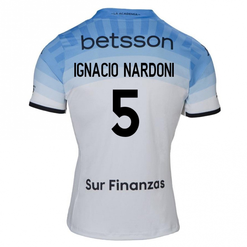 Kids Football Juan Ignacio Nardoni #5 White Blue Black Away Jersey 2024/25 T-Shirt Australia