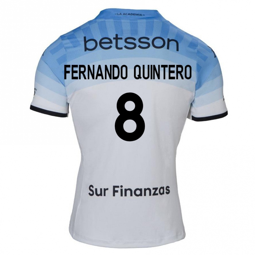 Kids Football Juan Fernando Quintero #8 White Blue Black Away Jersey 2024/25 T-Shirt Australia