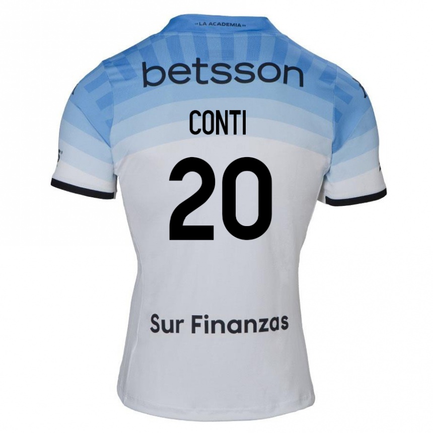 Kids Football Germán Conti #20 White Blue Black Away Jersey 2024/25 T-Shirt Australia