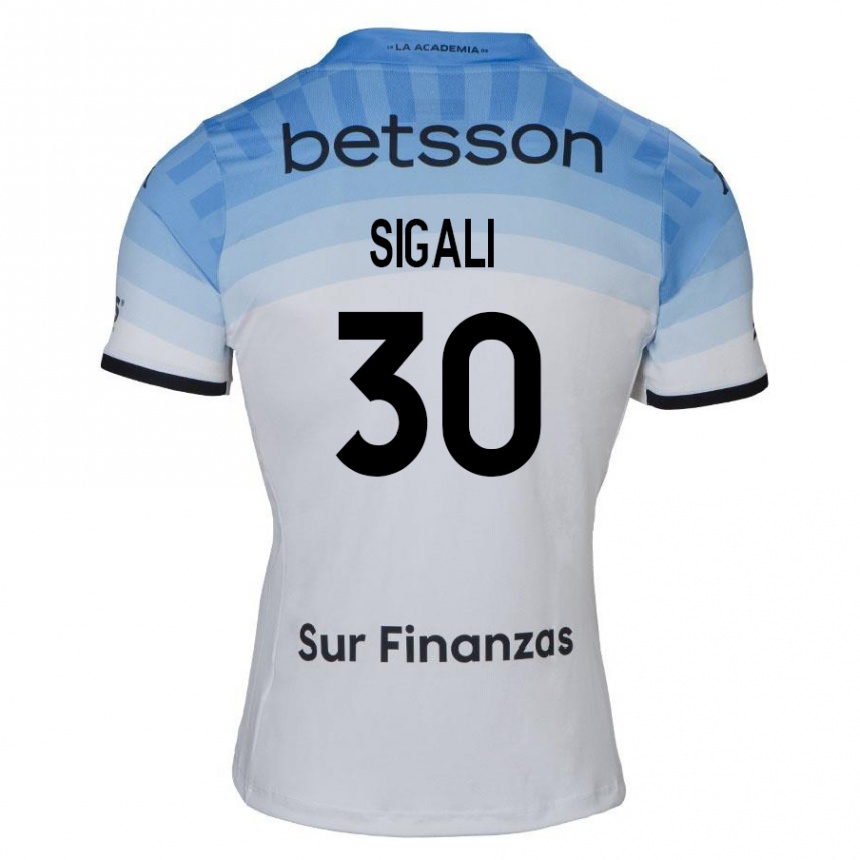 Kids Football Leonardo Sigali #30 White Blue Black Away Jersey 2024/25 T-Shirt Australia