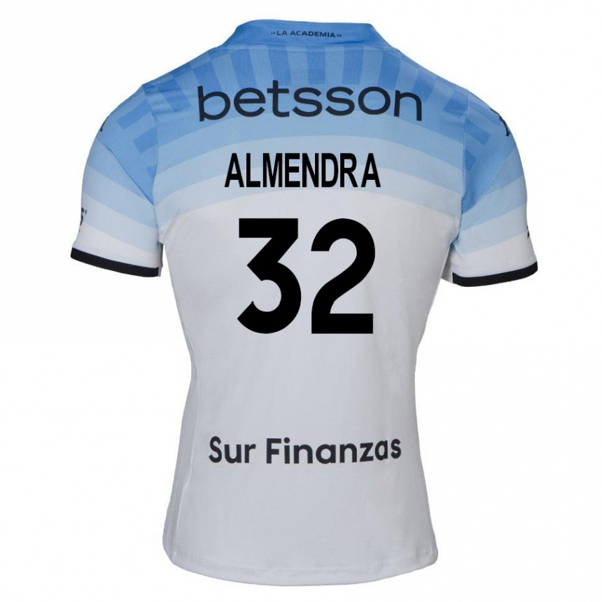 Kids Football Agustín Almendra #32 White Blue Black Away Jersey 2024/25 T-Shirt Australia