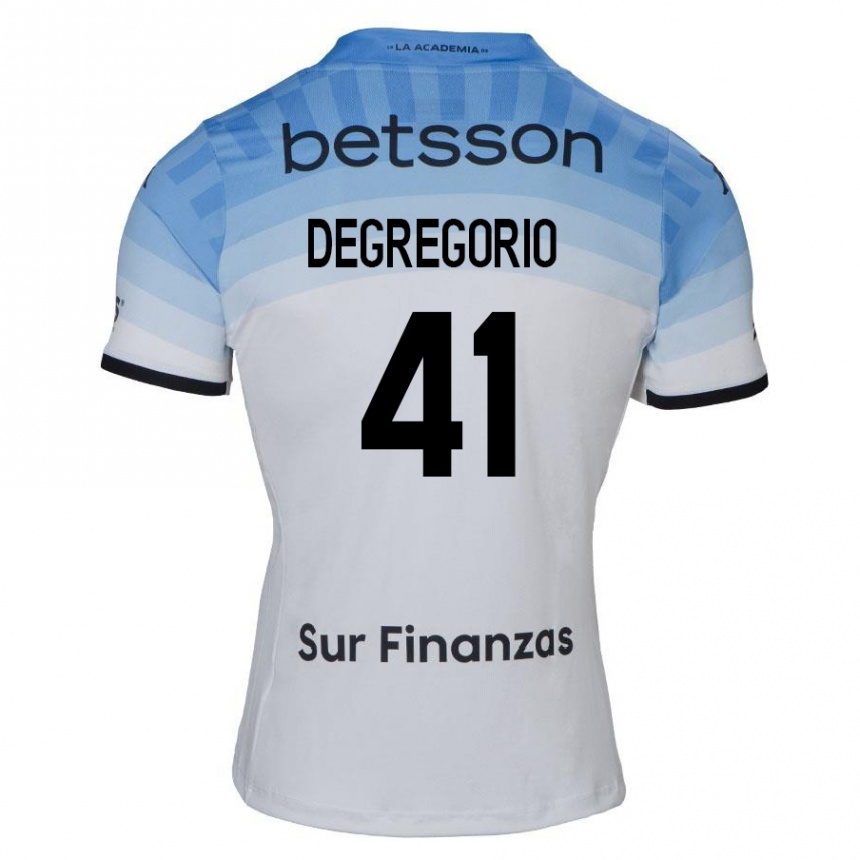 Kids Football Ramiro Degregorio #41 White Blue Black Away Jersey 2024/25 T-Shirt Australia