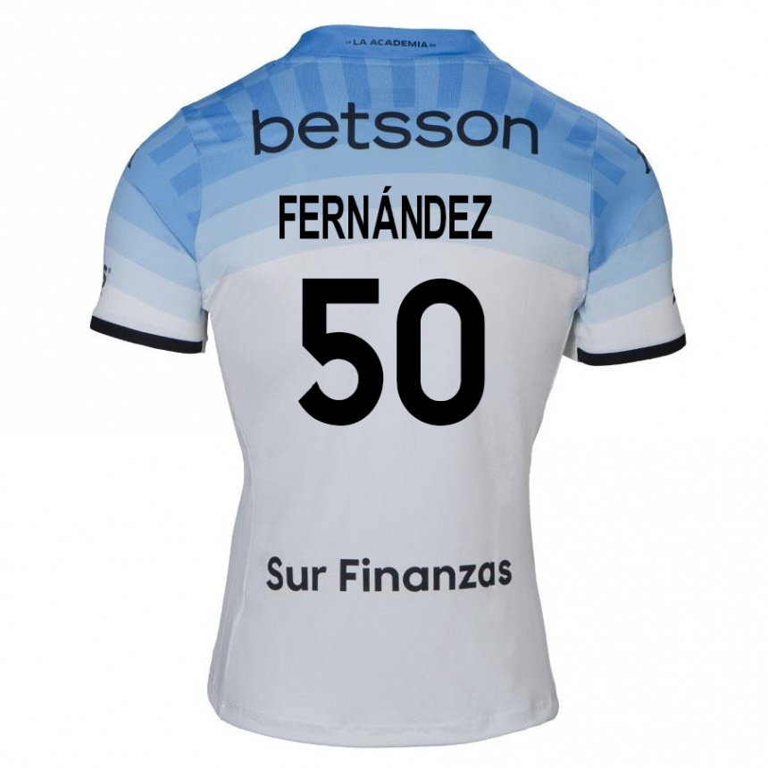 Kids Football Román Fernández #50 White Blue Black Away Jersey 2024/25 T-Shirt Australia