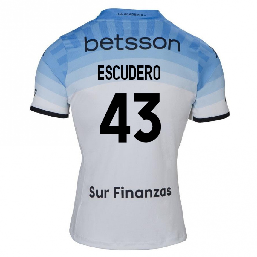 Kids Football Gonzalo Escudero #43 White Blue Black Away Jersey 2024/25 T-Shirt Australia