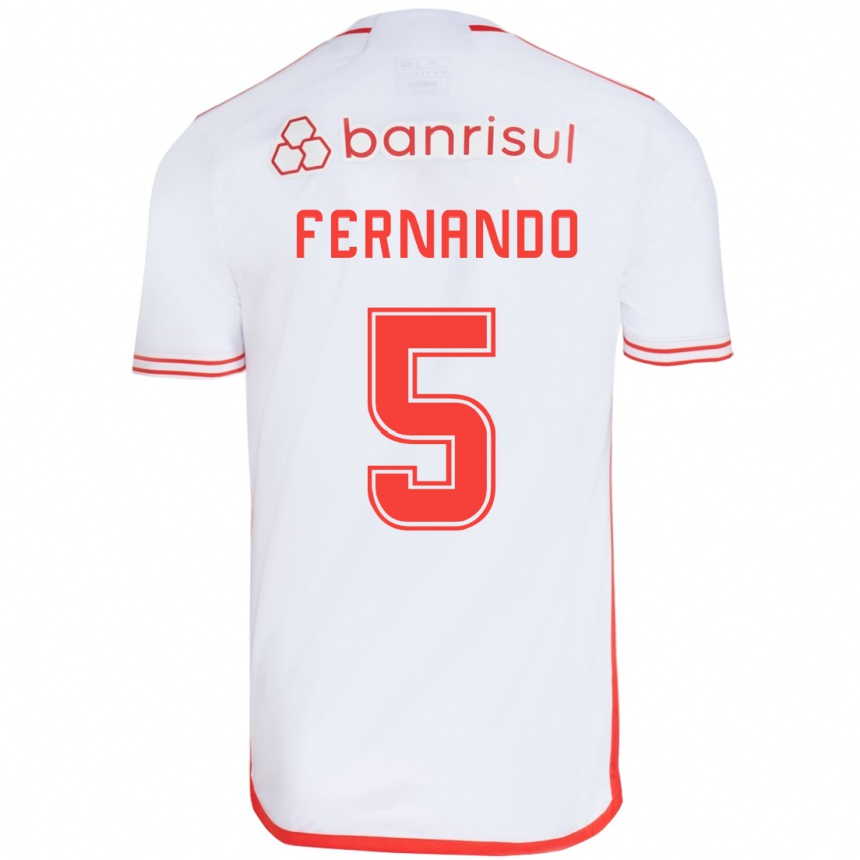 Kids Football Fernando #5 White Red Away Jersey 2024/25 T-Shirt Australia