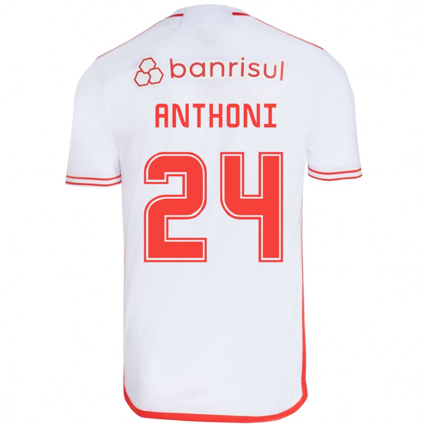 Kids Football Anthoni #24 White Red Away Jersey 2024/25 T-Shirt Australia