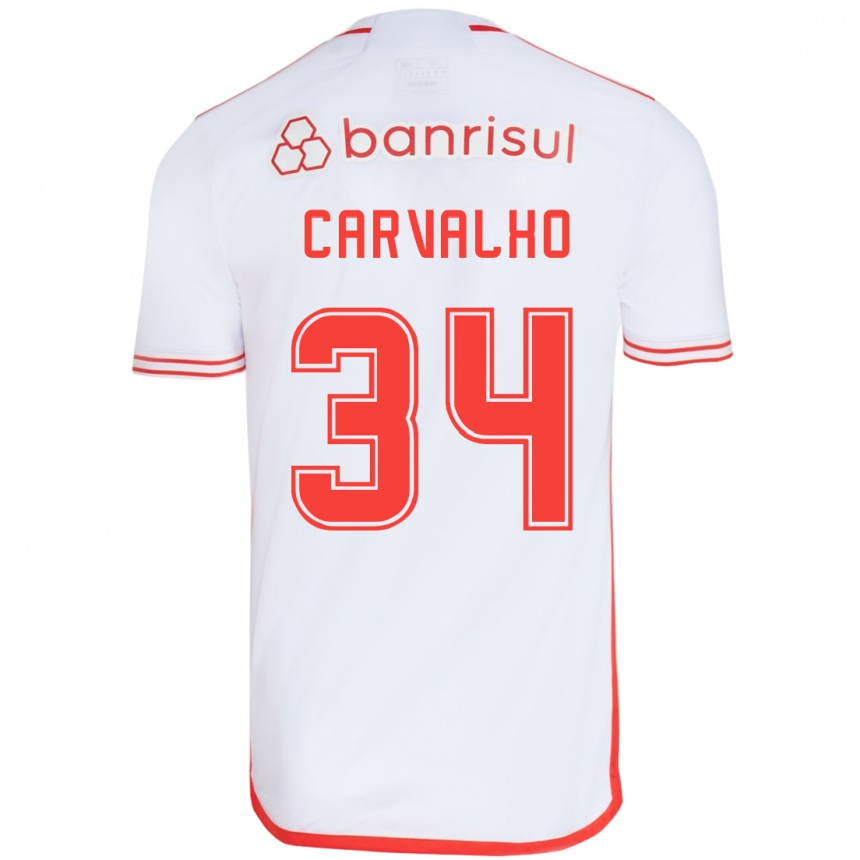 Kids Football Gabriel Carvalho #34 White Red Away Jersey 2024/25 T-Shirt Australia