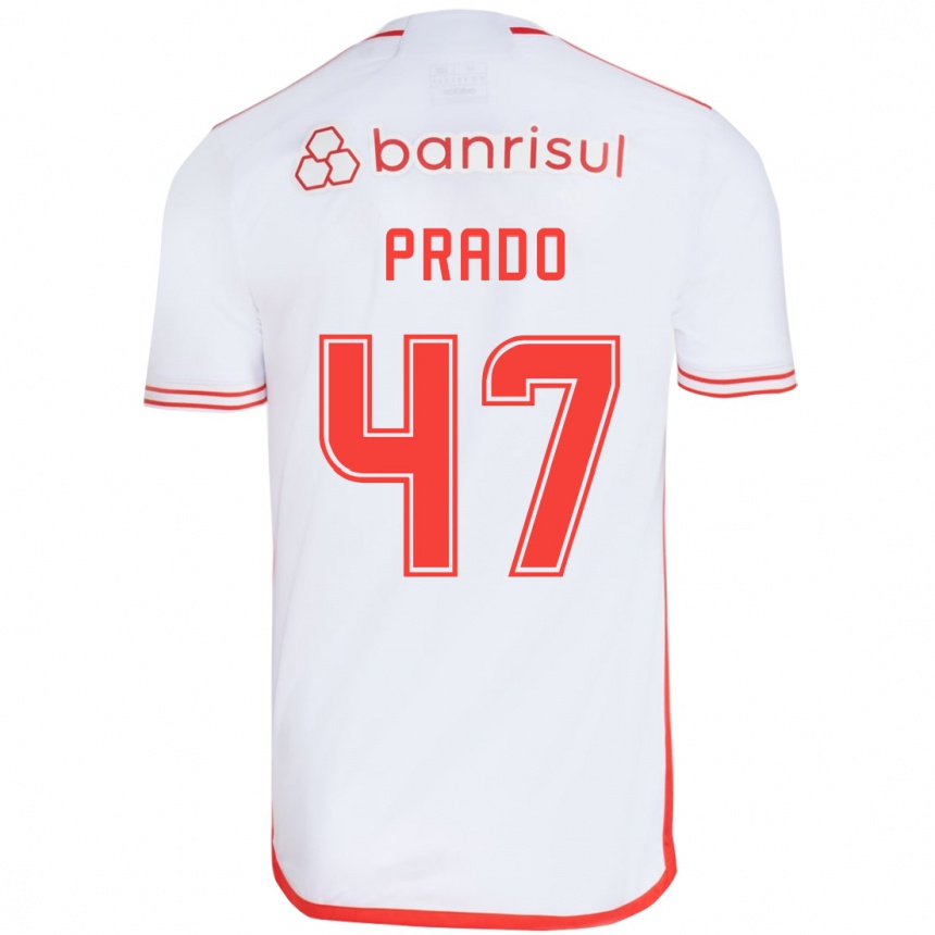 Kids Football Gustavo Prado #47 White Red Away Jersey 2024/25 T-Shirt Australia